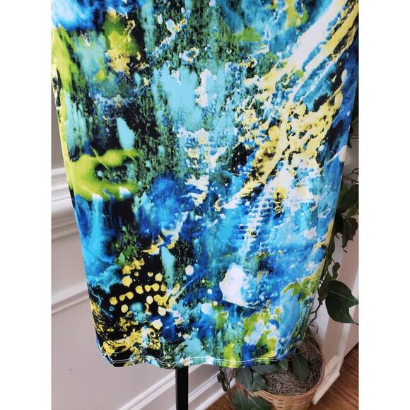 Womens Knee Length Bodycon Dress Medium Multi Polyester 3/4 Sleeve Round Neck - Picture 9 of 10